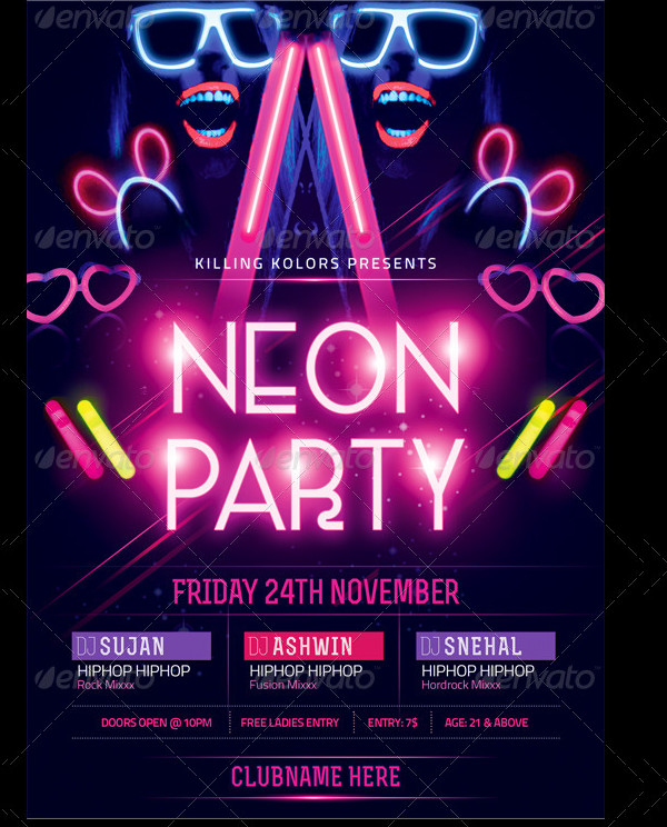 Albums 104+ Images glow in the dark party flyer template free Updated